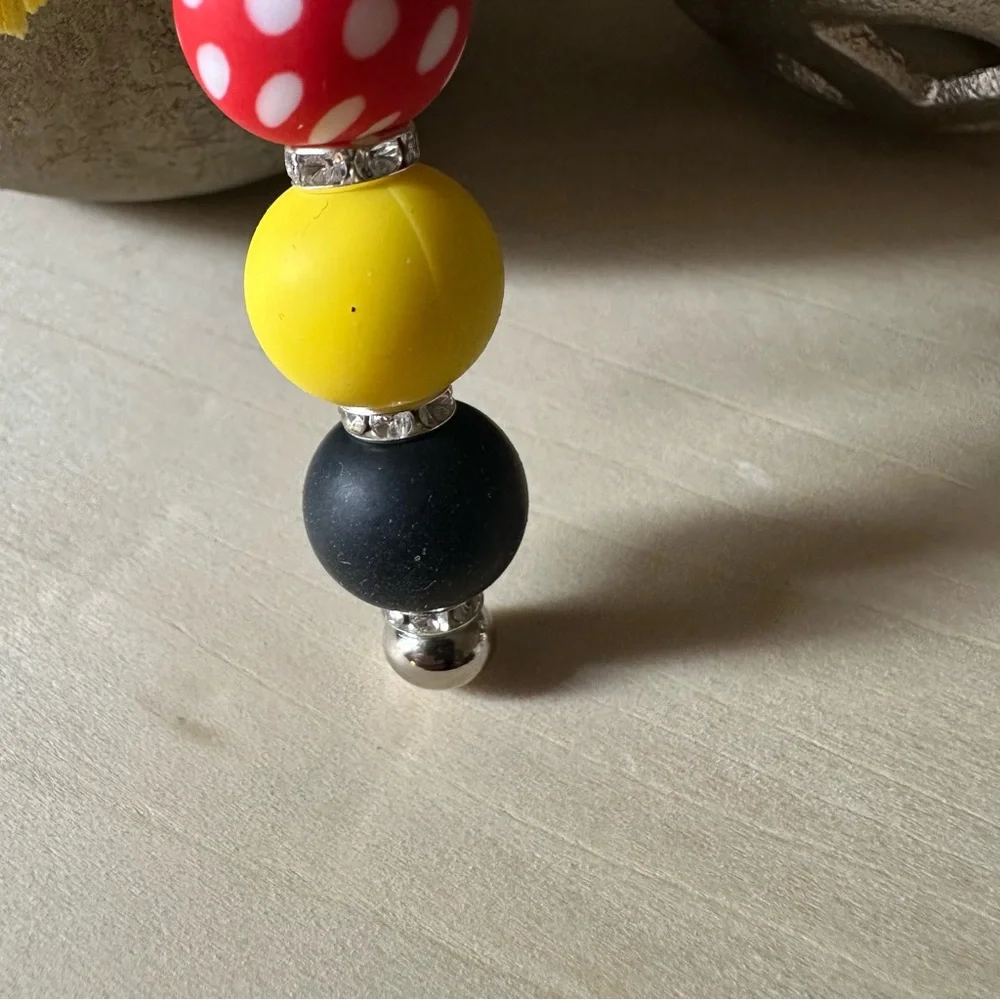 Mickey Mouse‎ Silicone Keychain with Yellow Tassel